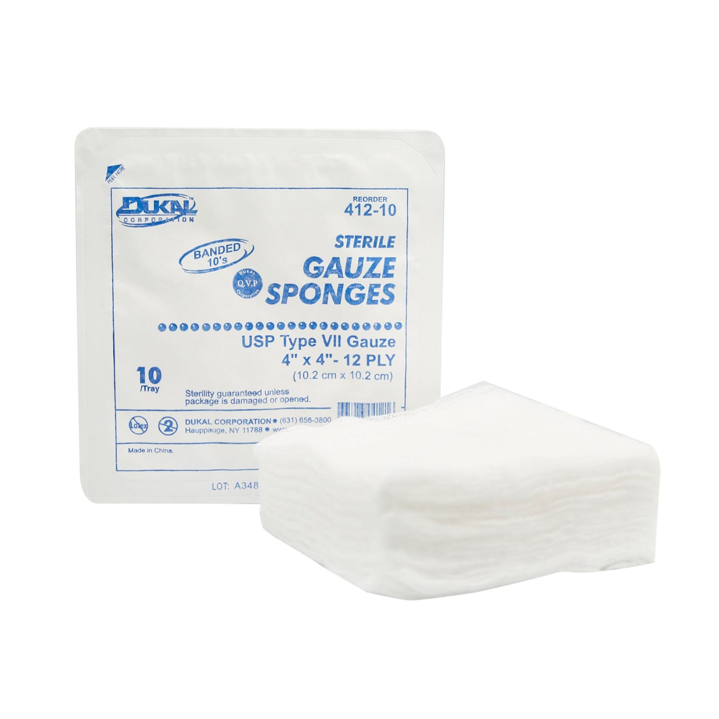 Dukal™ Gauze Sponge 4 X 4 Inch 12-Ply Sterile 10 per Pack (410596_TR)