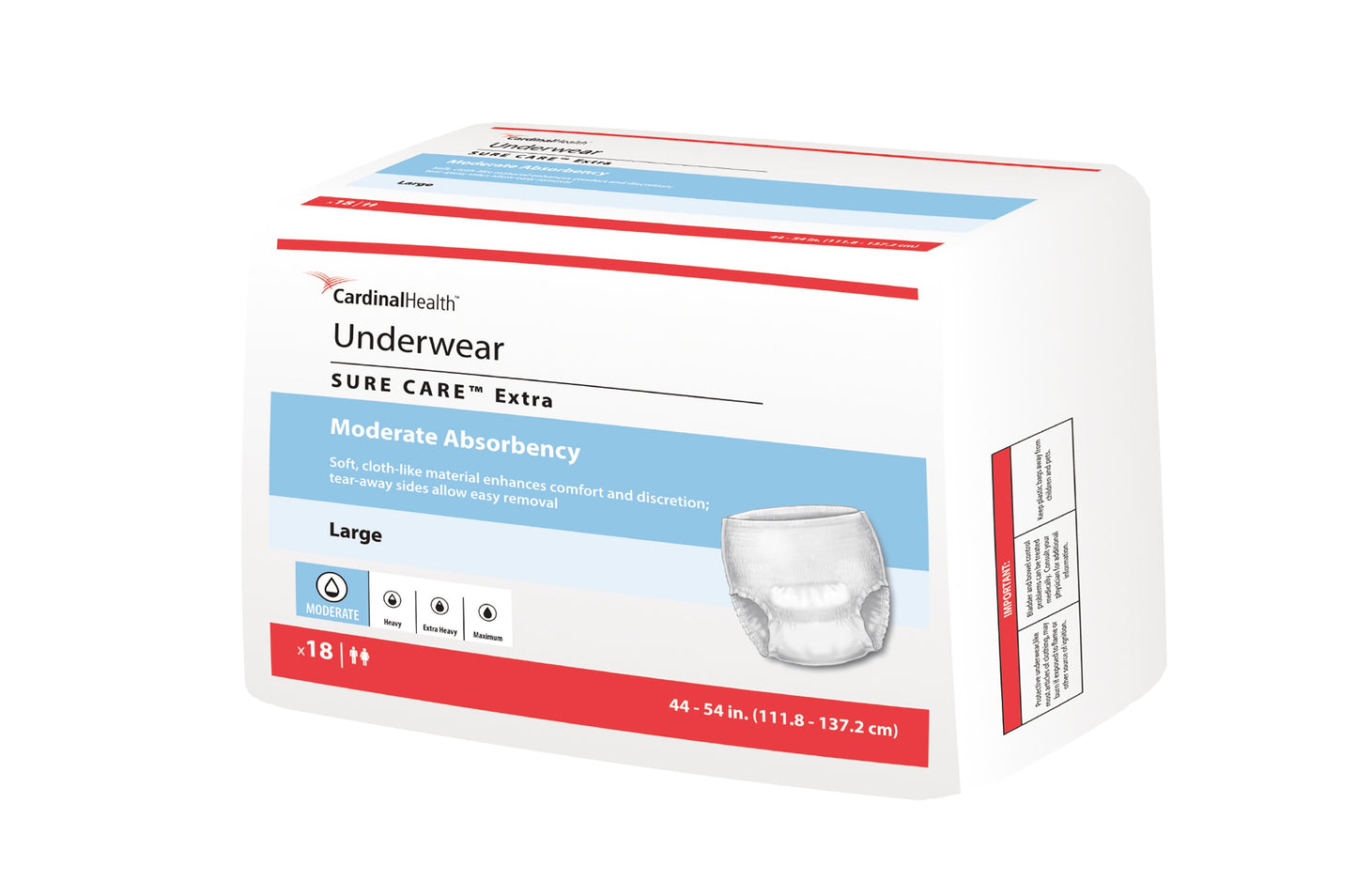 Sure Care™ Extra Unisex Adult Absorbent Underwear Pull On with Tear Away Seams Large Disposable Moderate Absorbency (814880_CS)