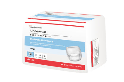 Sure Care™ Extra Unisex Adult Absorbent Underwear Pull On with Tear Away Seams Large Disposable Moderate Absorbency (814880_CS)