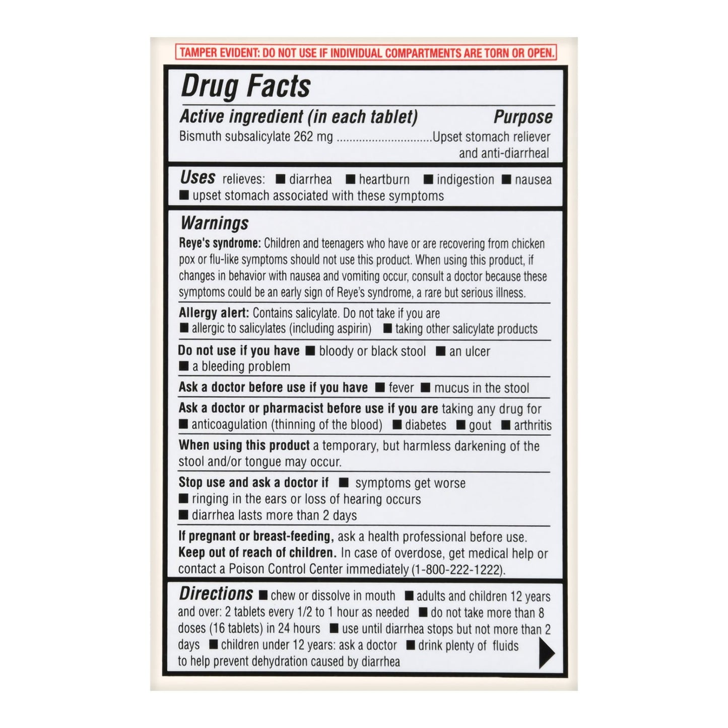 Foster & Thrive™ Anti-Diarrheal 262 mg Strength Chewable Tablet 30 per Box (1235080_CT)