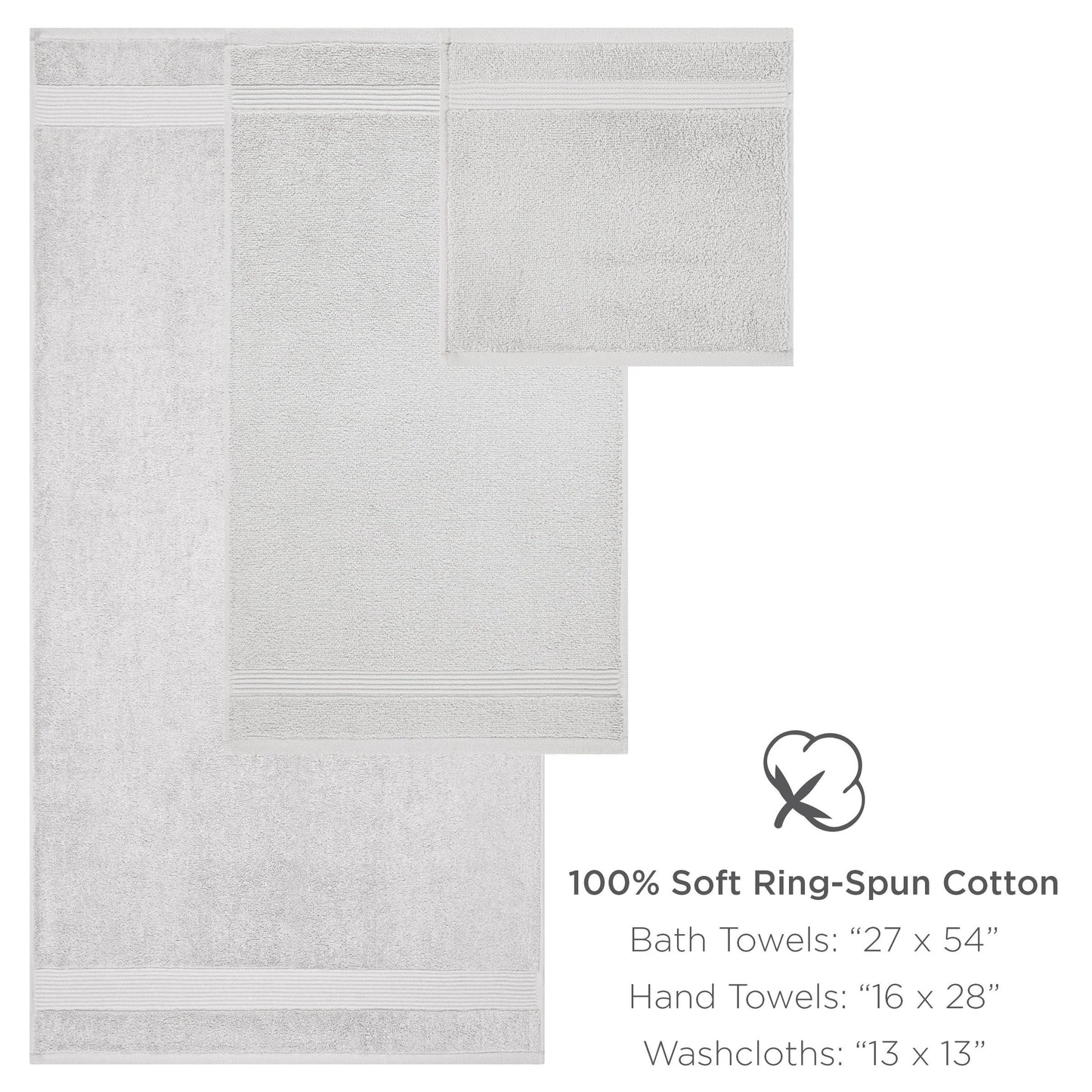 Arkwright Home® Host & Home 6pc Bath Towel Set White, 6/Case Sets (BSET-HH-WHT-CS)