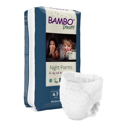 Bambo® Dreamy Night Pant Unisex Youth Training Pants Pull On with Tear Away Seams Size 4 to 7 Years Disposable Heavy Absorbency (1255464_PK)