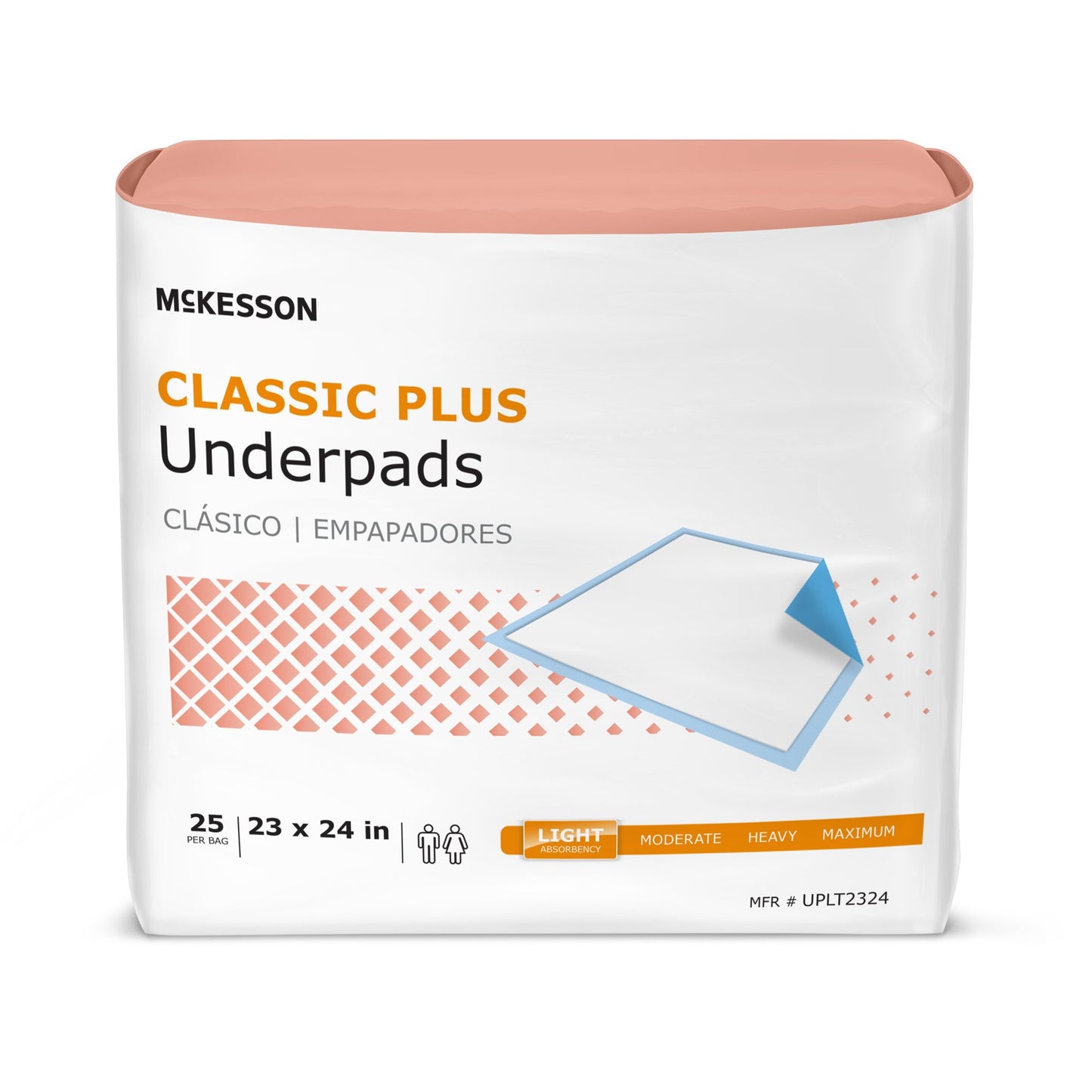 McKesson Classic Plus Disposable Underpad 23 X 24 Inch Fluff / Polymer Light Absorbency (730985_CS)