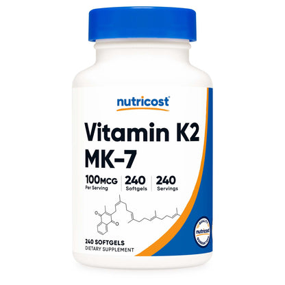 nutricost® Dietary Supplement Vitamin K2 MK-7 100 mcg Strength Softgel 240 Per Bottle (1270244_BT)