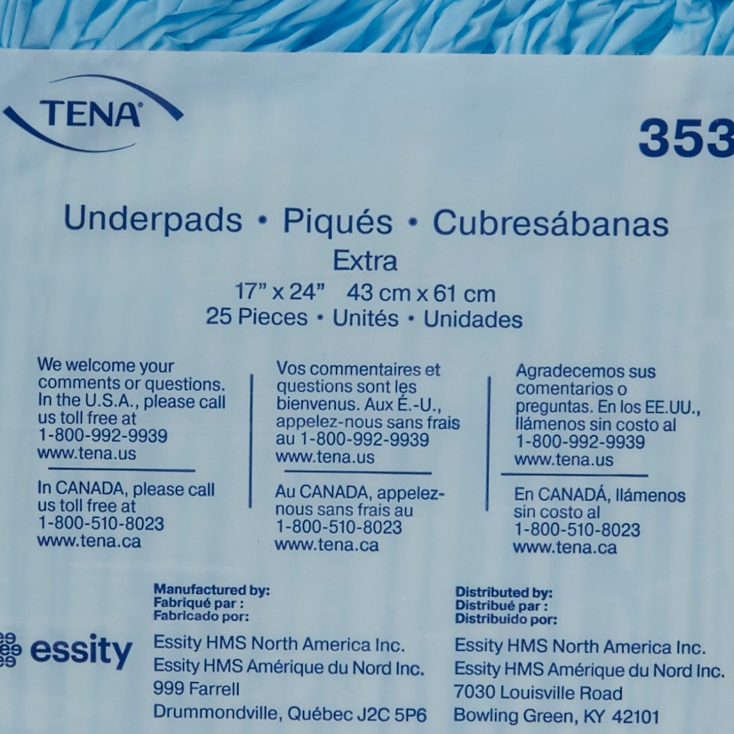 TENA® Extra Disposable Underpad 17 X 24 Inch Polymer Light Absorbency (450010_CS)