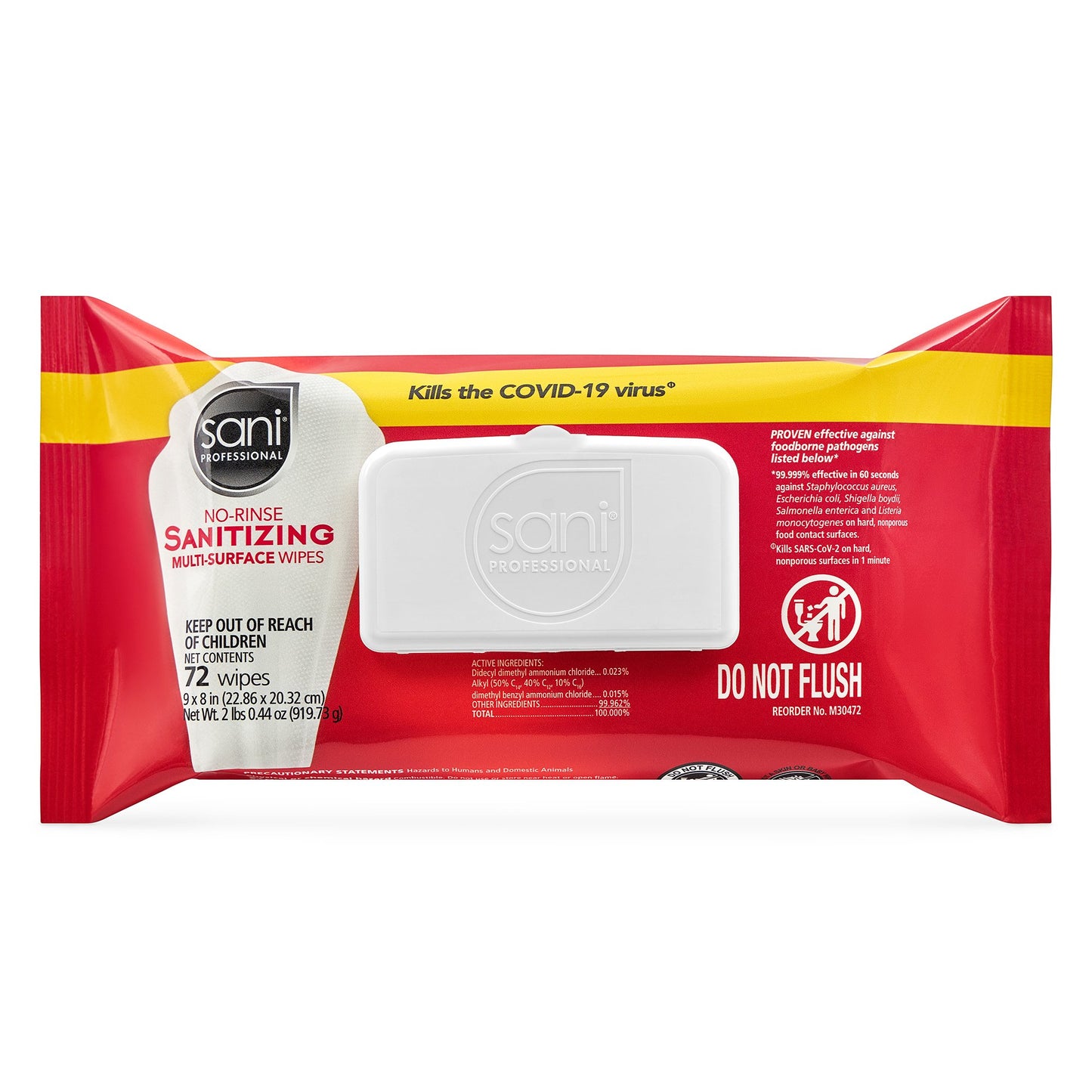 Sani Professional® No-Rinse Sanitizing Multi-Surface Premoistened Alcohol Based Manual Pull Wipe 72 Count Soft Pack Alcohol Scent NonSterile (1078668_PK)