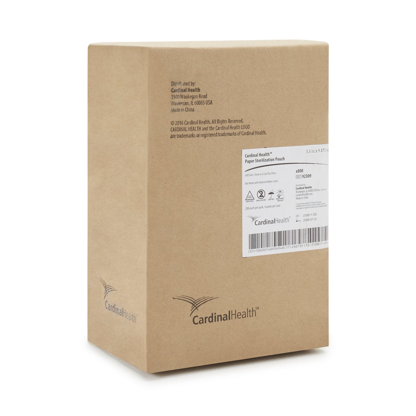 Cardinal Health™ Sterilization Pouch Ethylene Oxide (EO) Gas / Steam 3-1/2 X 9 Inch Transparent / White Self Seal Paper / Film (344693_CS)