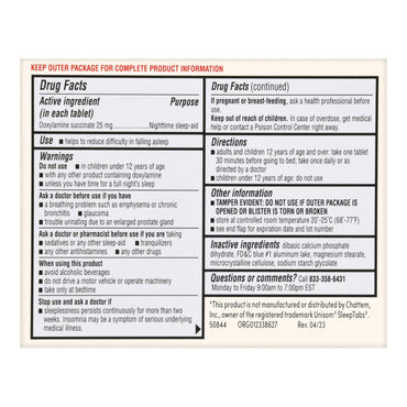 Foster & Thrive™ Sleep Aid 32 per Box Tablet 25 mg Strength (1238971_BX)