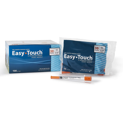 EasyTouch™ Standard Insulin Syringe with Needle 1 mL 5/16 Inch 30 Gauge NonSafety Thin Wall (1156896_CS)