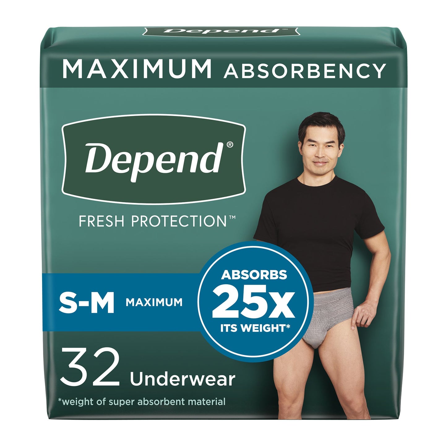 Depend® Fresh Protection Male Adult Absorbent Underwear Waistband Style Small / Medium Disposable Heavy Absorbency (1184202_CS)