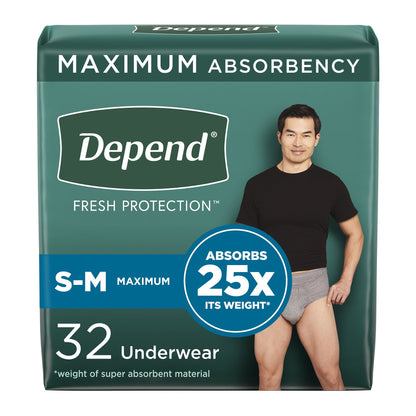 Depend® Fresh Protection Male Adult Absorbent Underwear Waistband Style Small / Medium Disposable Heavy Absorbency (1184202_PK)
