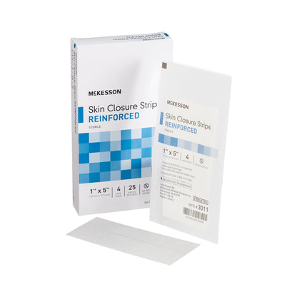 McKesson Skin Closure Strip 1 X 5 Inch Nonwoven Material Reinforced Strip White (876310_CS)