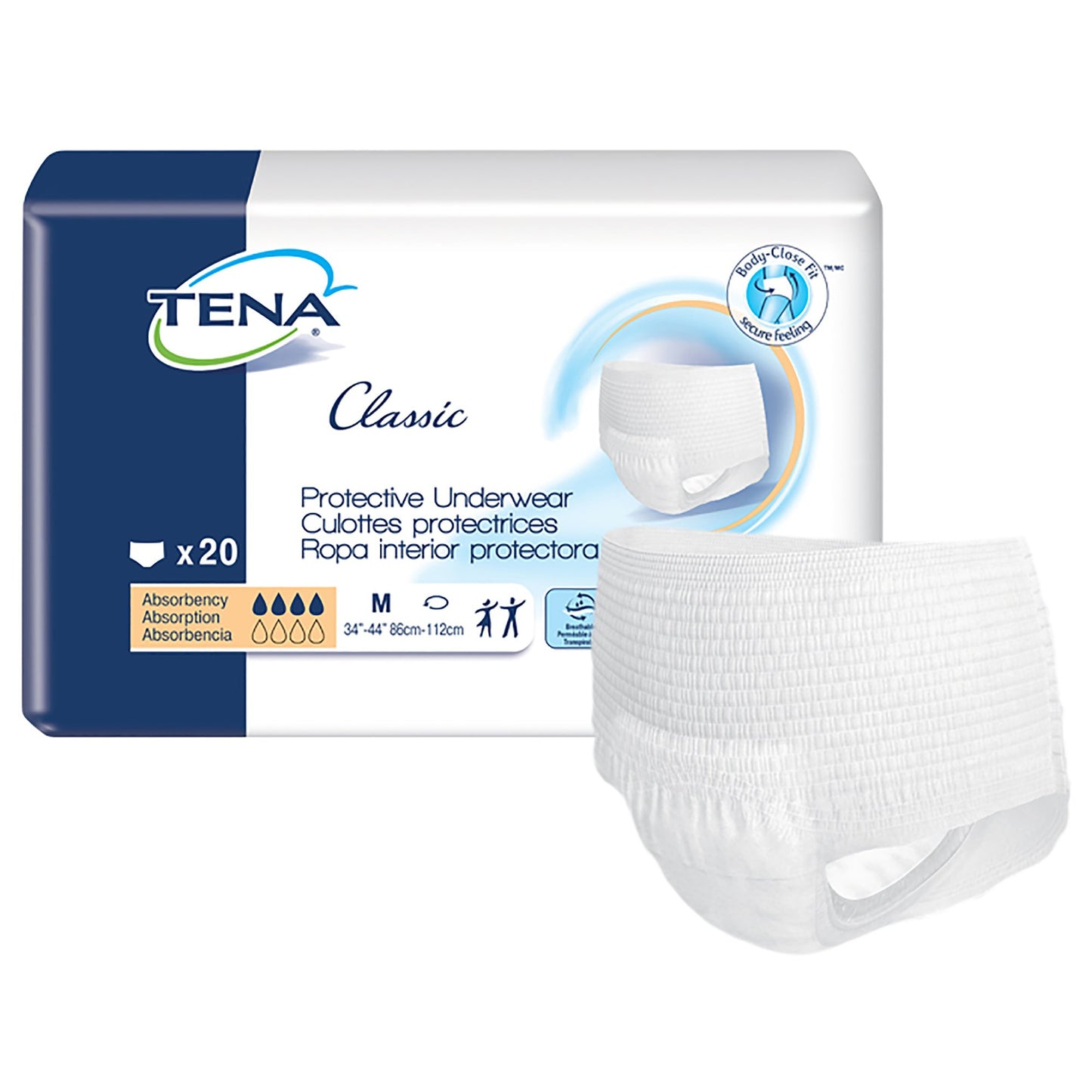 TENA® Classic Unisex Adult Absorbent Underwear Pull On with Tear Away Seams Medium Disposable Moderate Absorbency (959415_CS)