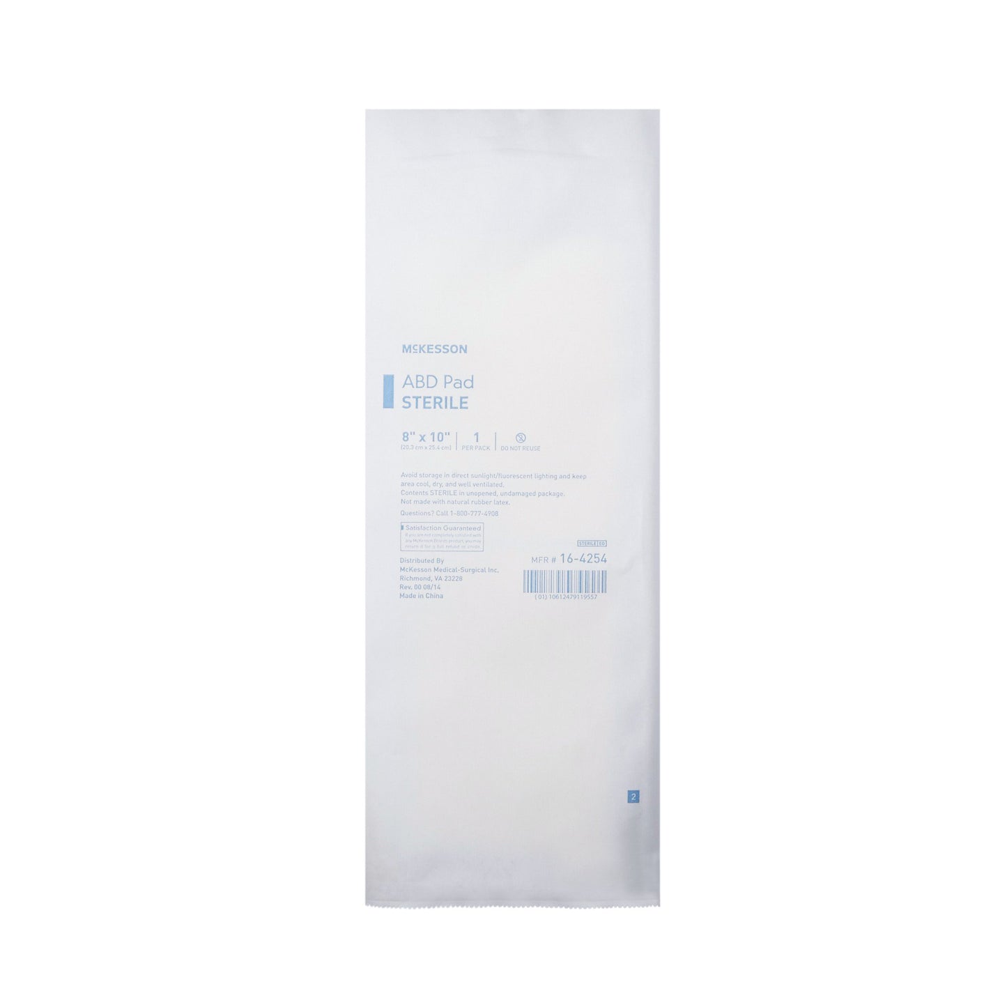 McKesson Abdominal Pad 8 X 10 Inch Sterile 1 per Pack (446059_CS)