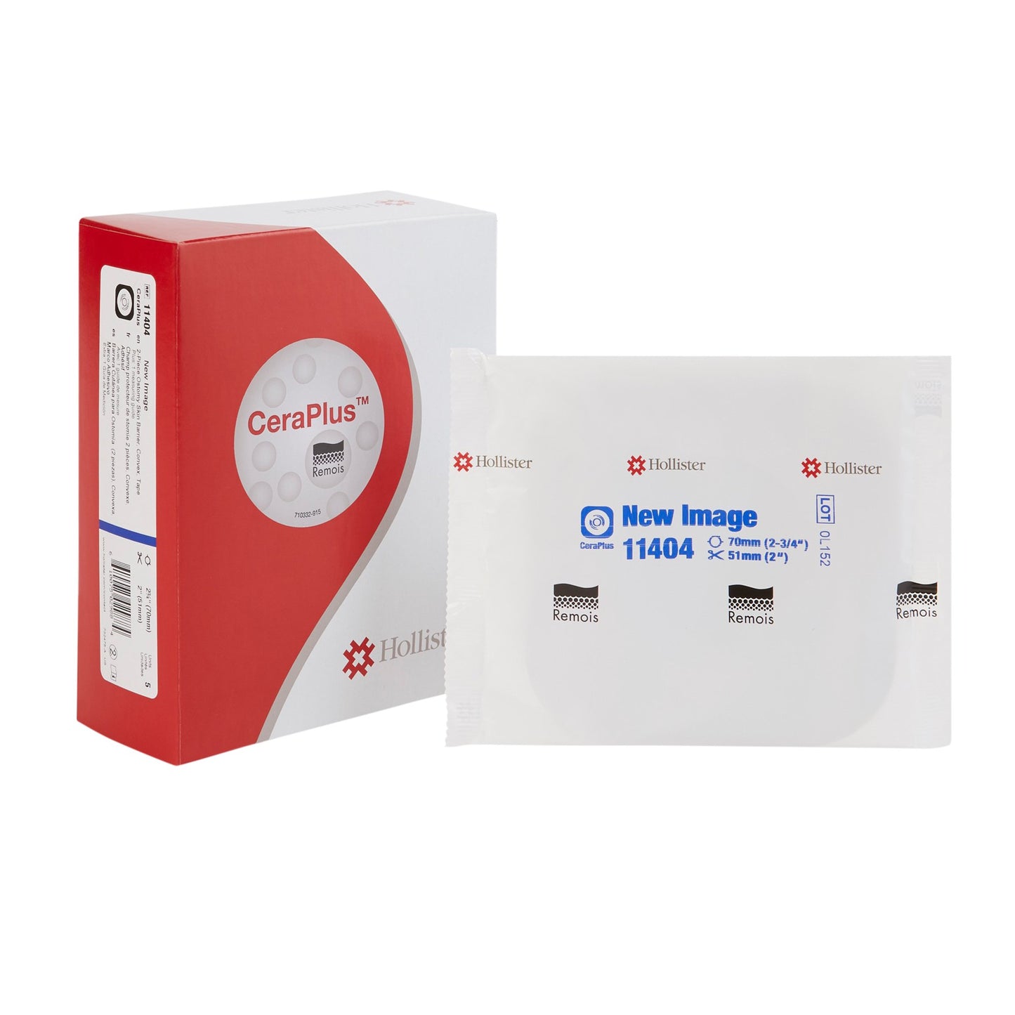 New Image™ CeraPlus™ Ostomy Barrier Trim to Fit, Extended Wear Adhesive Tape Borders 70 mm Flange Blue Code System Up to 2 Inch Opening (970805_EA)