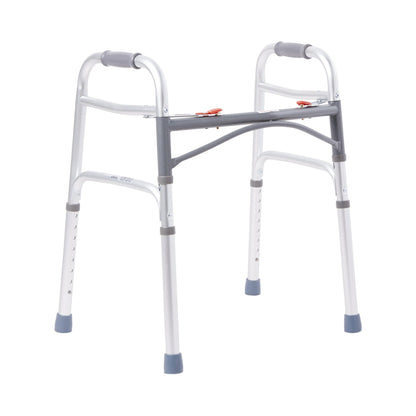 McKesson Dual Release Folding Walker Adjustable Height Aluminum Frame 350 lbs. Weight Capacity 25 to 32 Inch Height (1065260_CS)