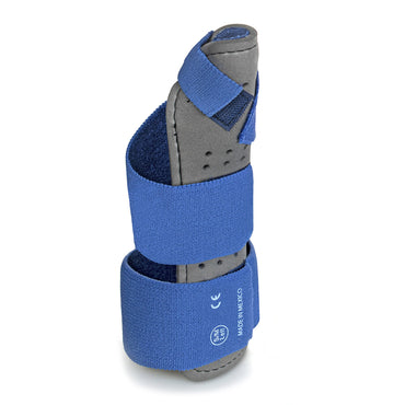 McKesson Wrist Brace with Thumb Spica Palmar Pad Aluminium / Foam / Nylon / Plastic / Polyester Left Hand Blue / Gray Large / X-Large (1159135_EA)
