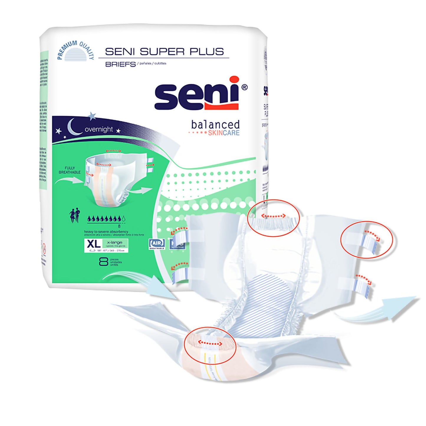 Seni® Super Plus Unisex Adult Incontinence Brief X-Large Disposable Heavy Absorbency (1163830_CS)