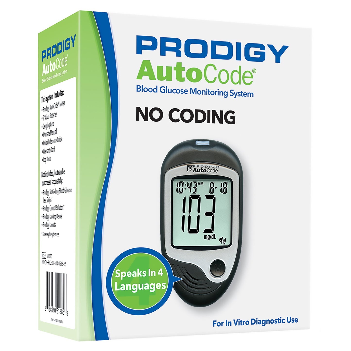 Prodigy® Blood Glucose Meter 7 Second Results Stores up to 450 Results No Coding Required (842600_EA)