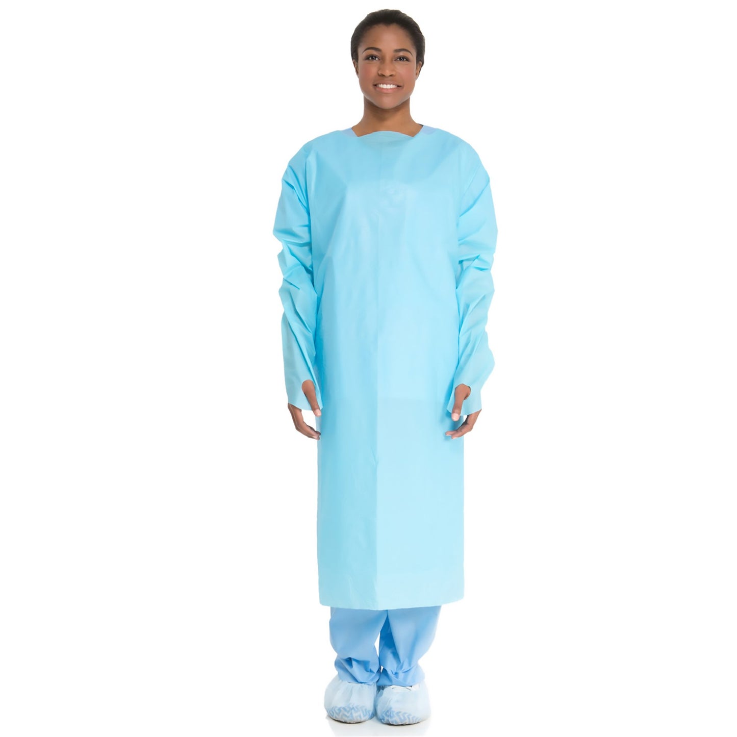 Halyard Protective Procedure Gown One Size Fits Most Blue NonSterile ASTM F1671 Disposable (315087_CS)