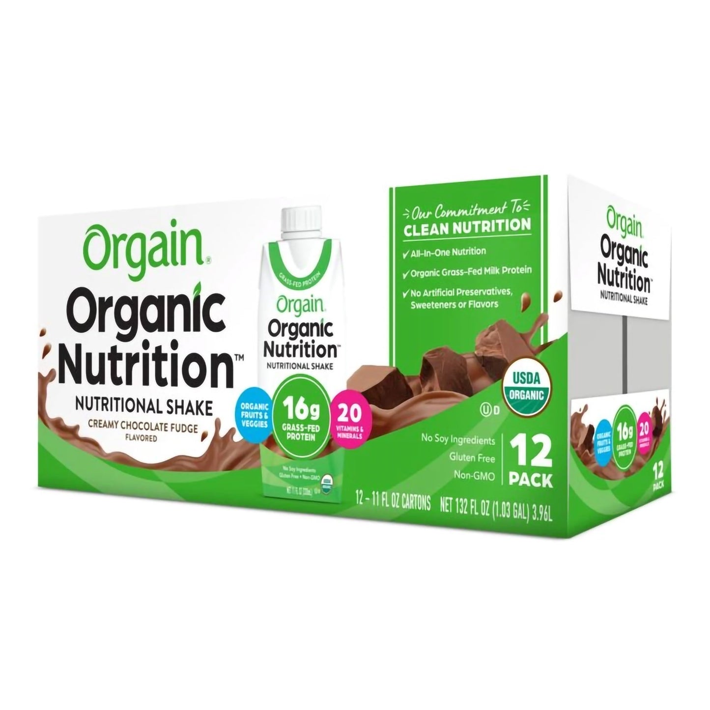 Orgain® Organic Nutritional Shake Oral Supplement Creamy Chocolate Fudge Flavor Liquid 11 oz. Carton (1175951_EA)