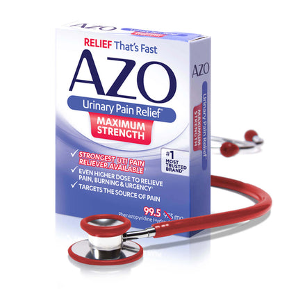 AZO® Maximum Strength Urinary Pain Relief 99.5 mg Strength Phenazopyridine HCL Tablet 12 per Box (1065926_BX)