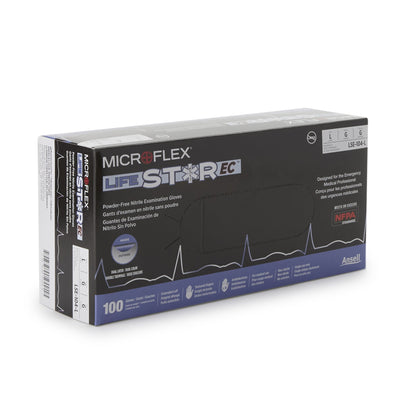 LifeStar™ EC Exam Glove Large NonSterile Nitrile Extended Cuff Length Textured Fingertips White / Blue Fentanyl Tested (1086858_CS)