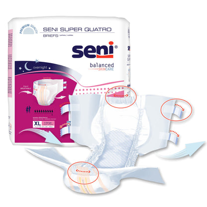 Seni® Super Quatro Unisex Adult Incontinence Brief X-Large Disposable Heavy Absorbency (1163839_PK)