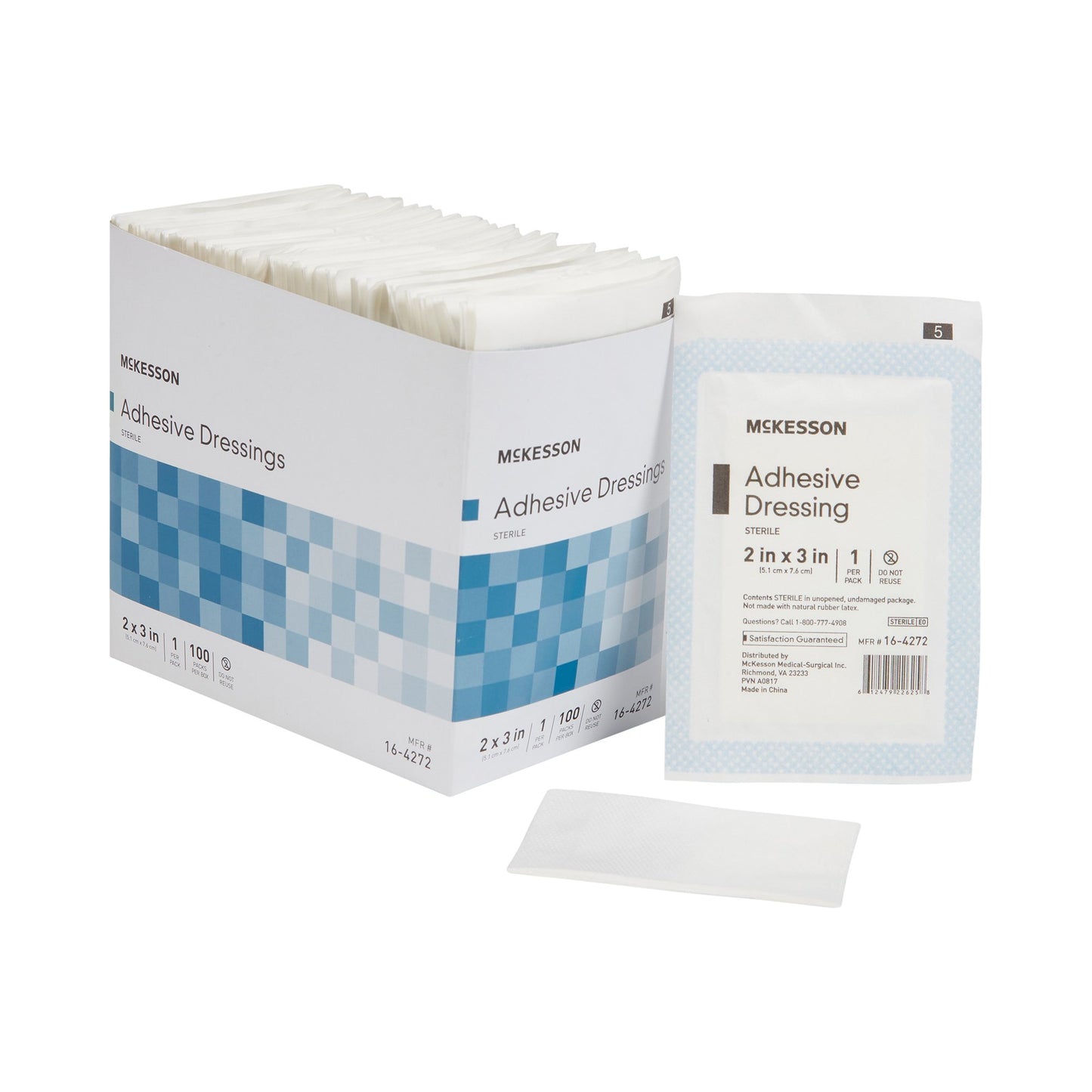 McKesson Non-Adherent Dressing with Adhesive 2 X 3 Inch Sterile 1 per Pack (1088663_EA)