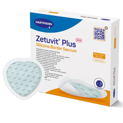 Zetuvit® Plus Silicone Border Super Absorbent Dressing Silicone Adhesive 9 X 9 Inch Sacral (1235832_BX)