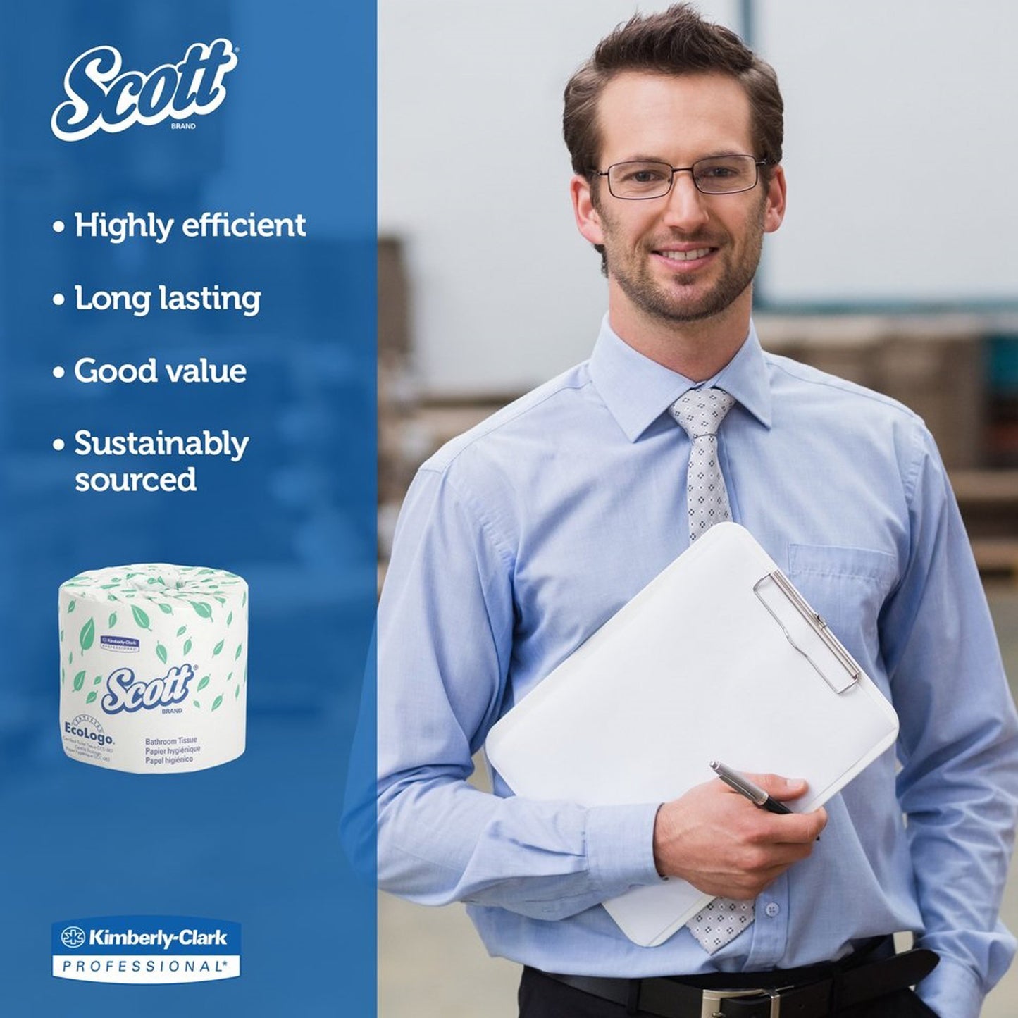 Scott® Essential Toilet Tissue White 2-Ply Standard Size Cored Roll 550 Sheets 4 X 4-1/10 Inch (534318_CS)
