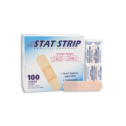 American® White Cross Stat Strip® Adhesive Strip 3/4 X 3 Inch Plastic Rectangle Tan Sterile (184495_CS)