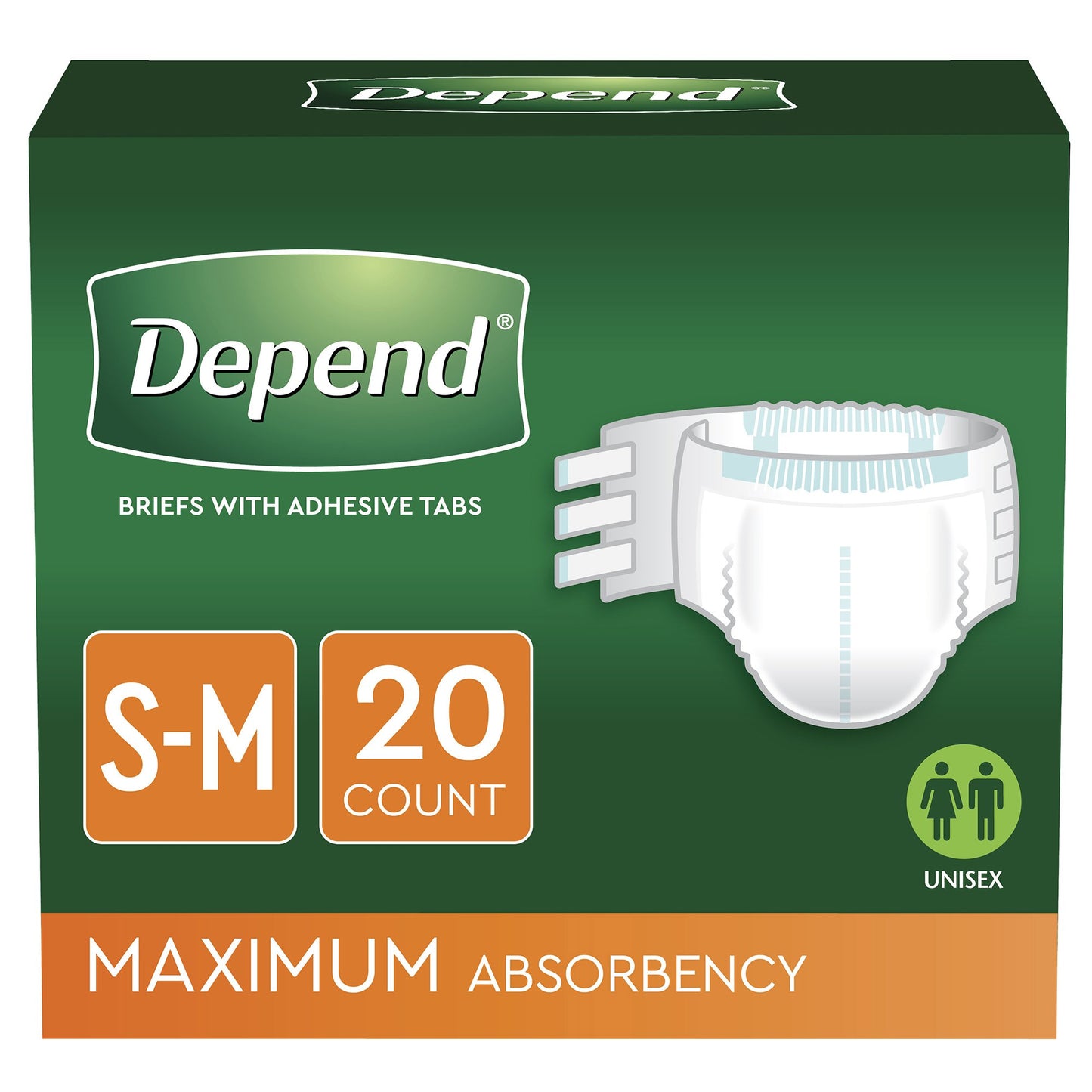 Depend® Unisex Adult Incontinence Brief Small / Medium Disposable Heavy Absorbency (812268_CS)