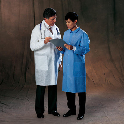 Basic Lab Coat White X-Large Knee Length 3-Layer SMS Disposable (276139_EA)