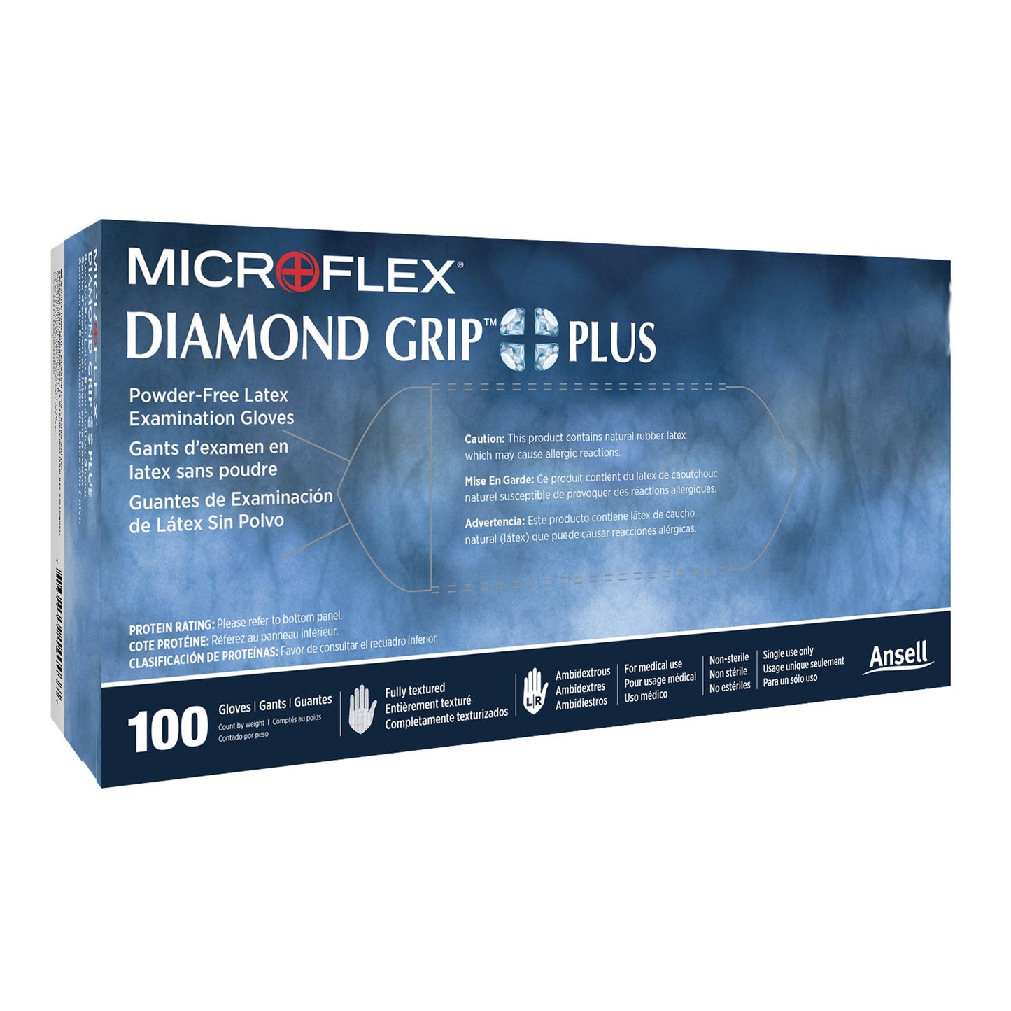 Diamond Grip Plus™ Exam Glove Small NonSterile Latex Standard Cuff Length Fully Textured White Not Rated (365973_CS)