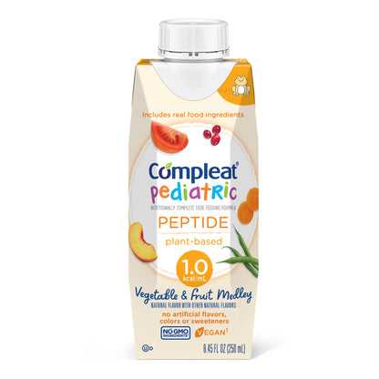 Compleat® Pediatric Peptide 1.0 Pediatric Tube Feeding Formula Vegetable / Fruit Medley Flavor 250 mL Reclosable Carton Liquid Plant Based (1228010_CS)