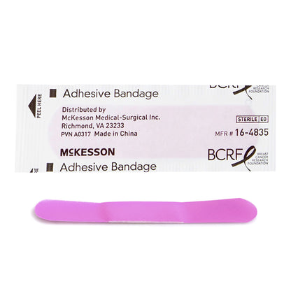McKesson Adhesive Strip 3/4 X 3 Inch Plastic Rectangle Pink Sterile (1055594_CS)