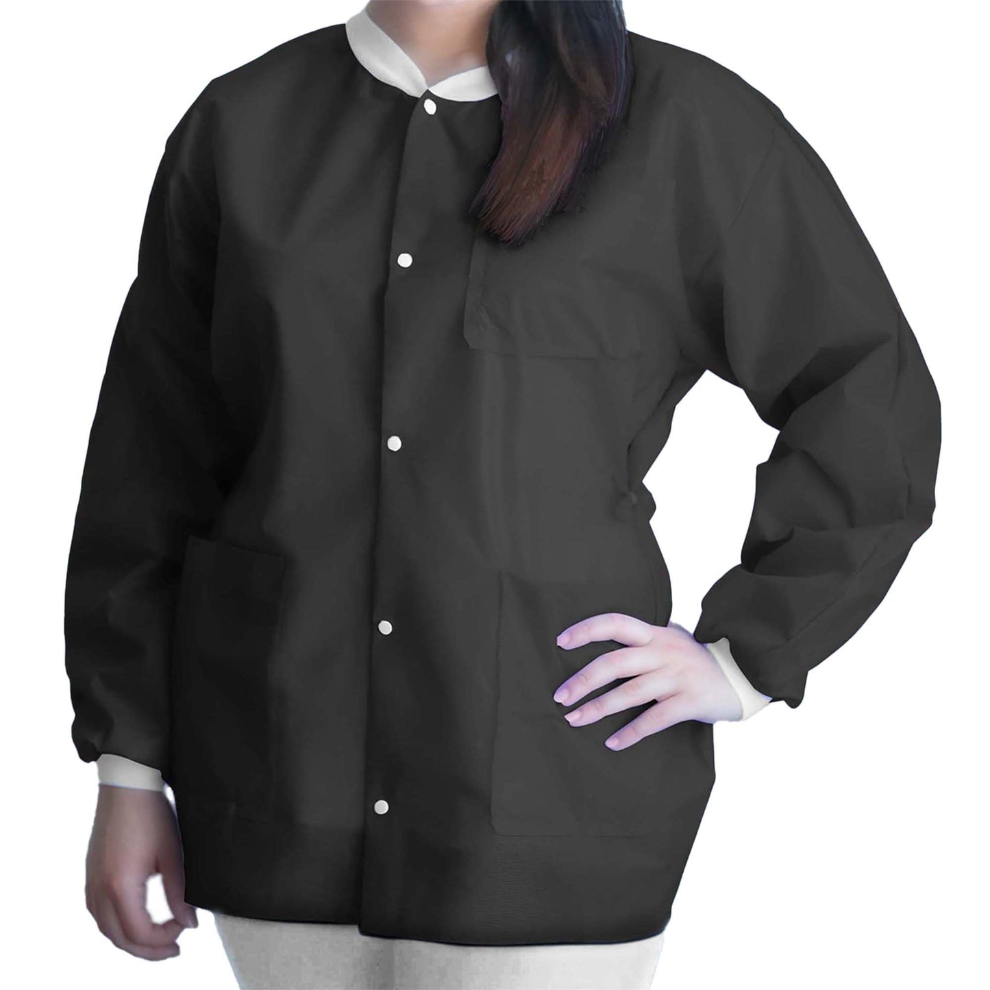FitMe™ Lab Jacket Black 2X-Large Hip Length 3-Layer SMS Disposable (1194403_BG)