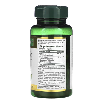 Nature's Bounty® Herbal Supplement Turmeric 450 mg Strength Capsule 60 per Bottle (1231650_BT)