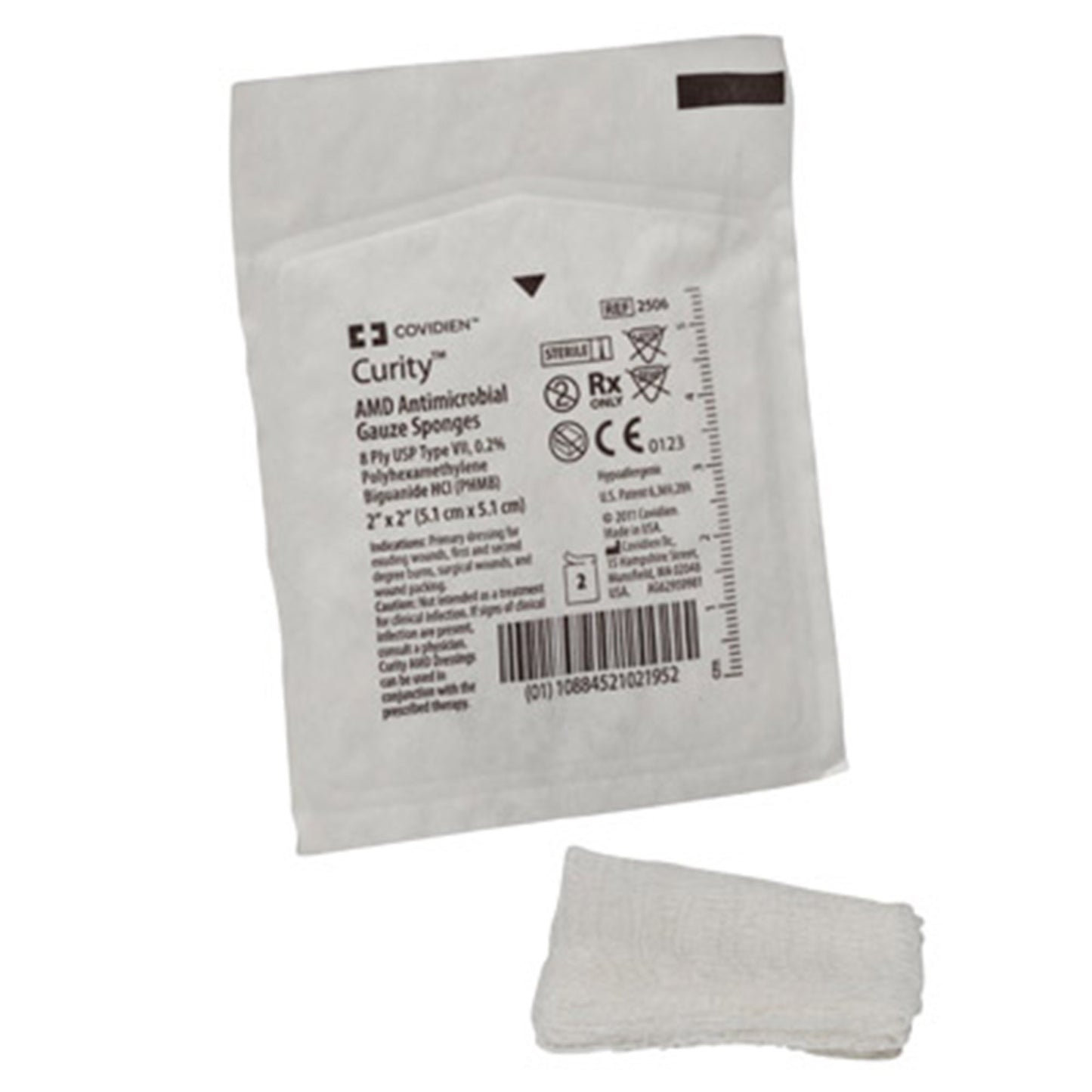 Curity™ AMD™ Antibacterial Gauze Sponge 2 X 2 Inch 8-Ply Sterile 2 per Pack (513048_PK)