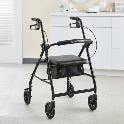 McKesson 4 Wheel Rollator Black Adjustable Height / Folding Aluminum Frame (1065266_EA)