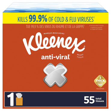 Kleenex® Anti-Viral Facial Tissue White 8-1/5 X 8-1/5 Inch 55 Count (1209619_PK)