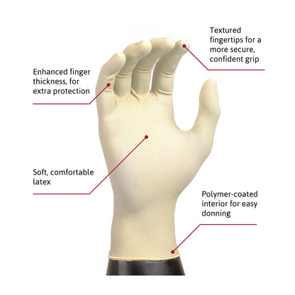 Diamond Grip™ Exam Glove Small NonSterile Latex Standard Cuff Length Textured Fingertips White Not Rated (307873_BX)