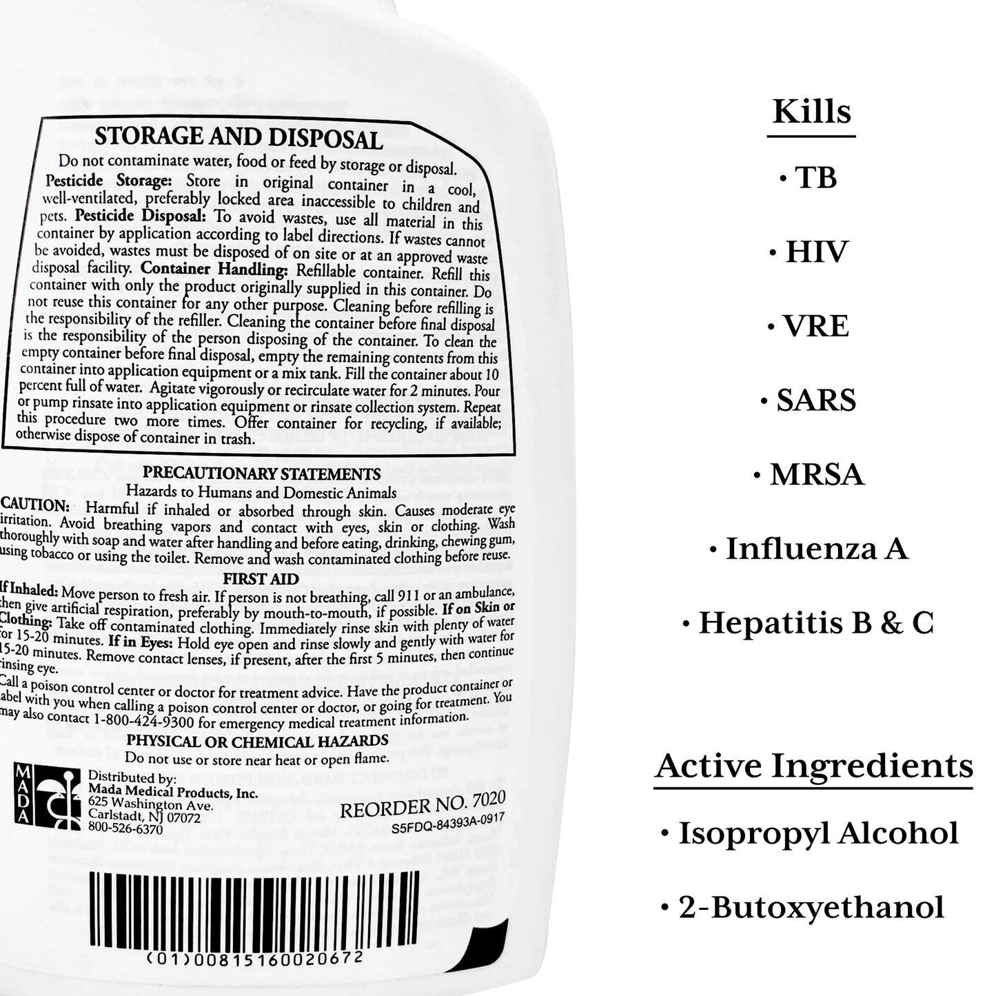 MadaCide-FD® Surface Disinfectant Cleaner Germicidal Trigger Spray Liquid 32 oz. Bottle Alcohol Scent NonSterile (388421_EA)