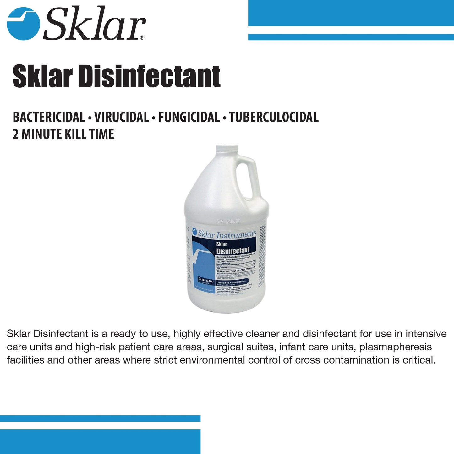 Sklar® Surface Disinfectant Alcohol Based Manual Pour Liquid 1 gal. Jug Alcohol Scent NonSterile (241095_GL)