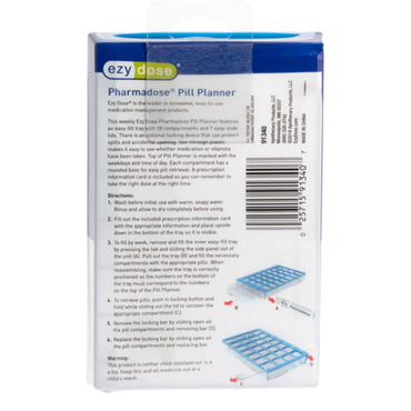 Pharmadose® Locking Pill Planner Pill Organizer Small 7 Day 4 Dose (1146030_CT)