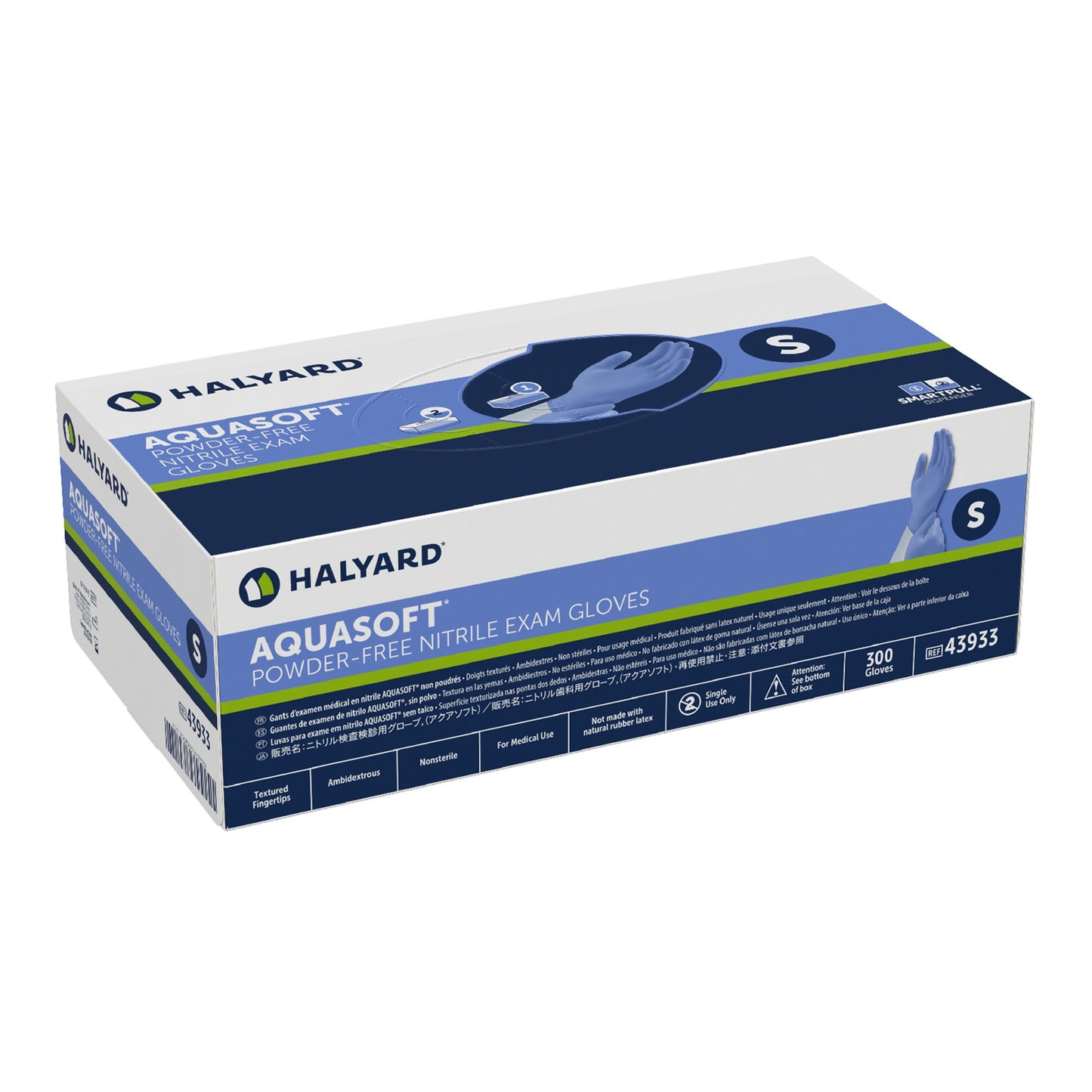 Aquasoft® Exam Glove Small NonSterile Nitrile Standard Cuff Length Textured Fingertips Blue Chemo Tested (975529_CS)