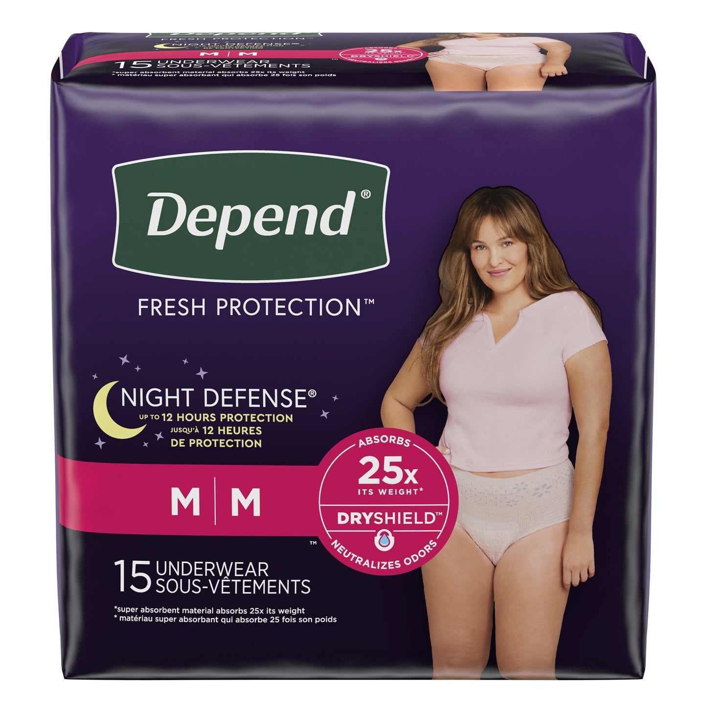 Depend® Night Defense® Female Adult Absorbent Underwear Waistband Style Medium Disposable Heavy Absorbency (1163806_CS)