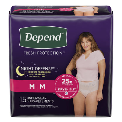 Depend® Night Defense® Female Adult Absorbent Underwear Waistband Style Medium Disposable Heavy Absorbency (1163806_CS)