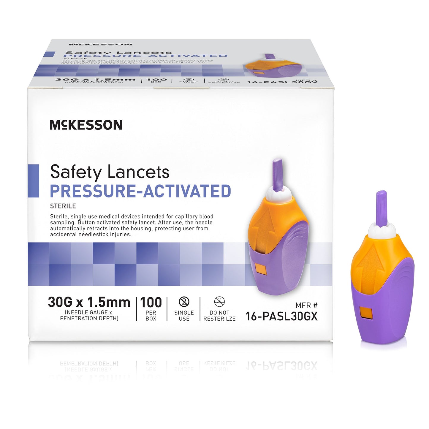 McKesson Safety Lancet 30 Gauge Retractable Pressure Activated Finger (1217983_CS)